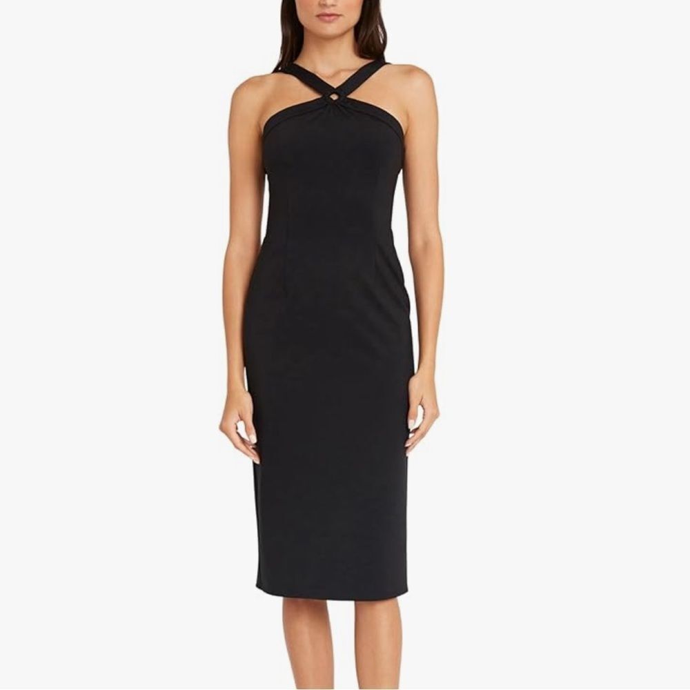 NWT LUXELY SZ 10 Chic Halter V-Neck Midi Wedding Guest Dresses for Women